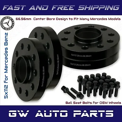 4 PCs 25mm Mercedes Benz 5x112 Hub Centric Wheel Spacers W/lug Bolts Kit • $139.86