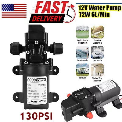 12V Water Pump 130PSI Self Priming Pump Diaphragm High Pressure Automatic Switch • $13.98