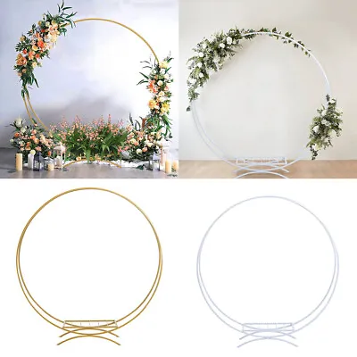 Golden/White Iron Wedding Cake Stand Floral Double Ring Hoop Flower Stand Rack • £78.95