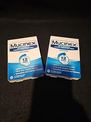 (2) Mucinex 600mg 12Hr Chest Congestion Expectorant 40 Tabs Total- Exp 05/26 • $13.99