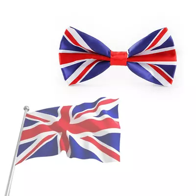 Countries Bow Ties Clip On Fancy Dress Costume Union Jack USA Silk Flag Tie • £5.59