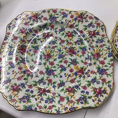 2 Royal Winton Grimwades Old Cottage Chintz Square Luncheon Plate • $15