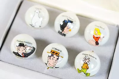 ANDY CAPP Vintage Rare Pearlized Shooter Marbles Set 24mm Cartoon Art Marbles • $195