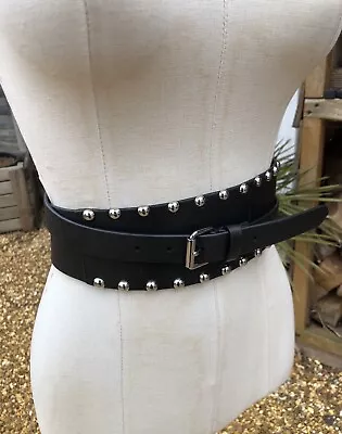 Allsaints Alcor Black Leather Waist Belt XS/S • £69.99