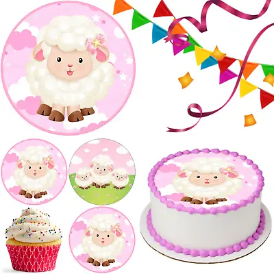 Sheep Animal Cake Topper Party Decoration Edible Birthday Gift Celebration Farm • £5.49
