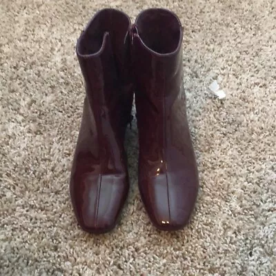 Booties Ankle Boots Forever 21 Size 7 Burgundy Patent Maroon • $10