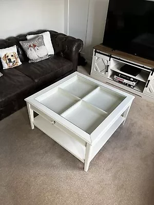 IKEA/ LIATORP Coffee Table White/tempered Glass 93cm X 93cm • £40