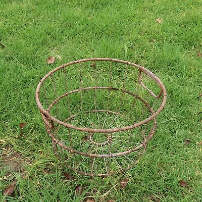 Vintage Metal Wire Garden Basket Rustic Round Basket 18  Dia X 10  H • $30