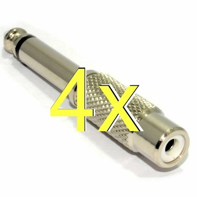 £4.10 • Buy [4 Pack] RCA Phono Socket To 6.35mm 1/4 Inch Mono Jack Plug Adapter [004909]