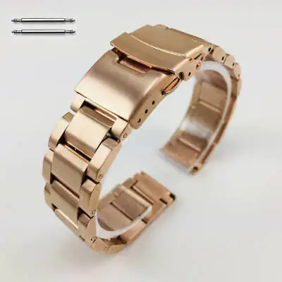 Rose Gold Stainless Steel Metal Watch Band Strap Double Locking Buckle #5000RG • $19.95