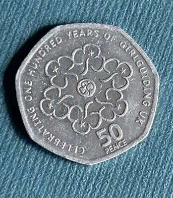 50p Coin Girl Guides Celebrating 100 Years Of Girlguiding Rare Fifty Pence 2010 • £50