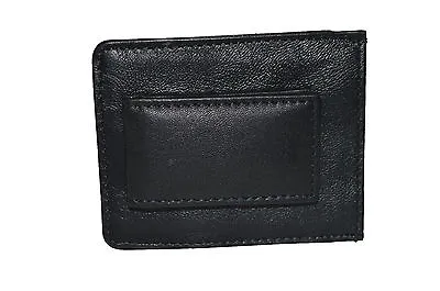 Leatherboss Leather Magnetic Money Clip With  Back Card Pocket Black • $11.99