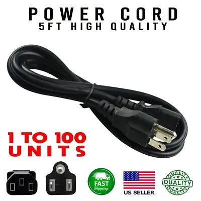 Lot Of 1-100 AC Power Cord Cable 3 Prong Plug 5FT Standard PC Computer Monitor • $5.79