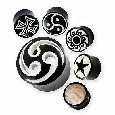 £5.80 • Buy Horn Plug Flesh Tunnel Bone Double Flared Ear Stretcher Piercing Handmade