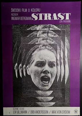 Passion Ingmar Bergman Liv Ullmann 1969 Rare Exyugo Movie Poster • $150