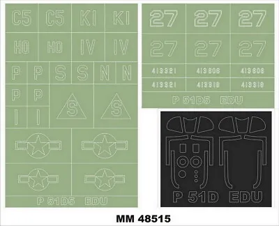 1/48 P-51D-5 Mustang Paint Mask For Eduard Kits (2 Canopy & 2 Insignia Masking) • $12.95