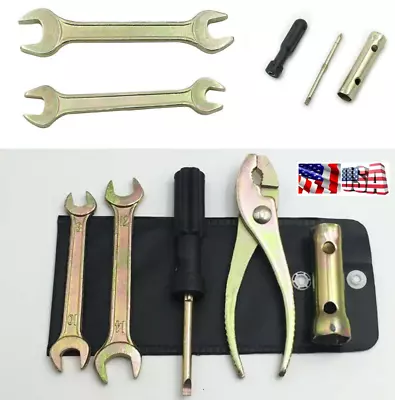 W/Storage Pocket Motorcycle Tool Kit Spark Plug Socket Spanner Wrench Universal  • $16.41