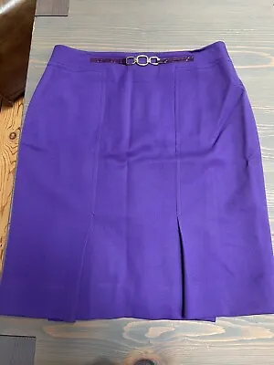 Vintage CELINE Pencil Skirt Purple Wool Women's Chain Logo VTG RARE SZ 14 • $89