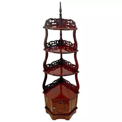 Vintage Mahogany Corner Etagere Four Tier Display Case With Bottom Cabinet • $1326.50