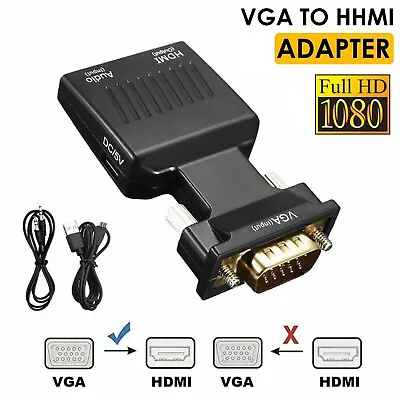 VGA Male To HDMI Female Video Adapter Cable Converter Audio HDTV 1080P Connector • $16.99