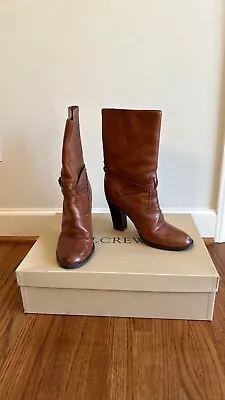 J. Crew High Heel Leather Mid Boots Size 8.5 Color Dark Rust (brown) • $38