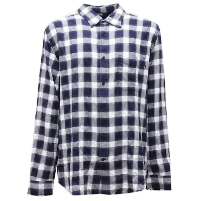 0286AI Camicia Uomo DIESEL Men Checked Cotton Shirt Blue/white • £114