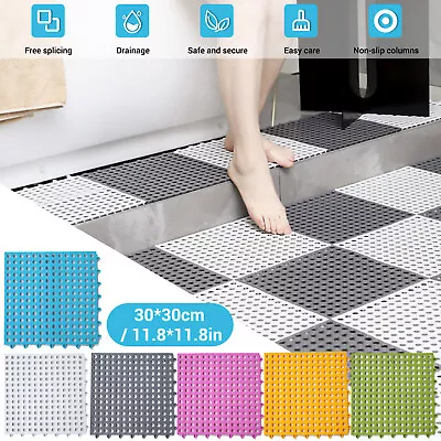 Interlocking TPE Bathroom Flooring Tiles Waterproof Splice Rug Non-slip Mat 30cm • $24.99