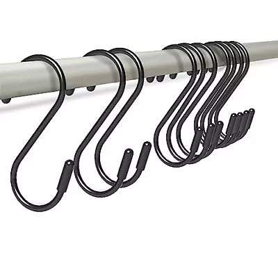 3  Heavy Duty Vinyl Coated S-Hooks For Hanging Plants Closets 3 Inch 10 Black • $7.93