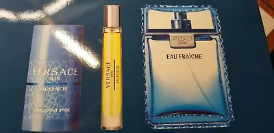 Versace Man EAU FRAICHE 3 Piece EDT Gift Set For Men Spray + Travel + Deodorant • $109.99