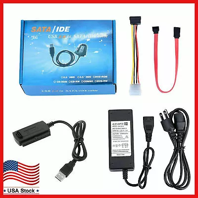 SATA/PATA/IDE To USB 2.0 Adapter Converter Cable For Hard Drive Disk 2.5  3.5  • $9.47