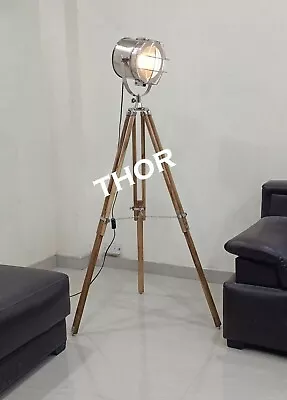 $160.60 • Buy Floor Lamp Tripod Wooden Extendable Light Dwell Collection  Natural Stand 