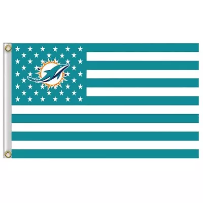 Miami Dolphins 3x5 Foot American Flag Banner New • $13