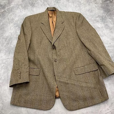 Brooks Brothers Blazer Men 46R Yellow Brown Glen Plaid Wool Classic Jacket VTG • $69.97