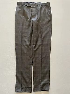 BESPOKE 34 X 32 Super 180s Wool & Cashmere Four Season Brown Glen Check Trousers • $48.99