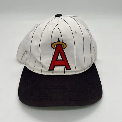 Vintage 80s Starter Anaheim Angels Twill Plain Logo Pinstripe SnapBack Hat MLB • $63.75