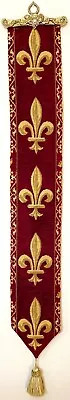 £58.98 • Buy Fleur De Lys Lined Belgian Tapestry Bell Pull Wall Hanging + Brass Hanger, 9300