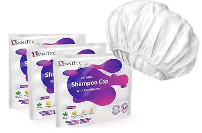 3pk -Omnitex Premium Rinse Free Shampoo Cap Microwaveable With Conditioner • £9.94