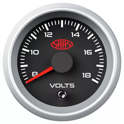 SAAS SGVLT52BS2 Volts 52mm Analog Gauge Black Face Silver Rim 4 Colour Lighting • $73.99