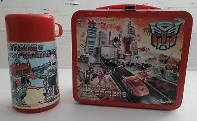 Vintage Alladdin - 1986 Transformers Metal Lunchbox - With / Thermos Complete • $125