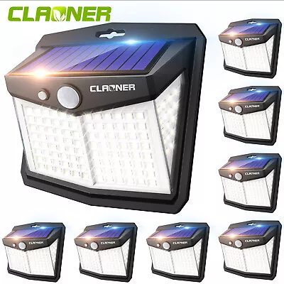 CLAONER 128 LED Solar Motion Sensor Lights Outdoor Waterproof Security Wall Lamp • $43.99