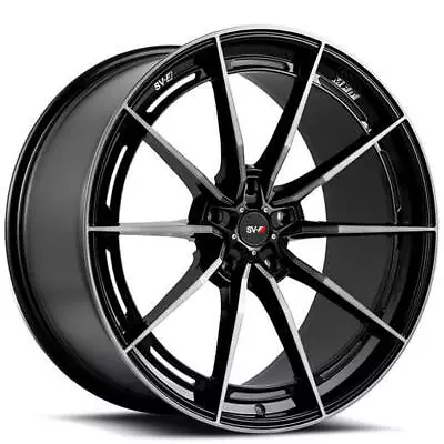 (4) 19  Staggered Savini Wheels SV-F1 Gloss Black W/ DDT Rims (B4) • $2342