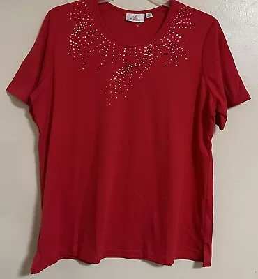 Quacker Factory Rhinestone Short Sleeve T-shirt Women’s Size XL • $18