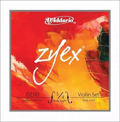 D'Addario Zyex Violin String Set DZ310 3/4 Scale Medium Tension • $39.95