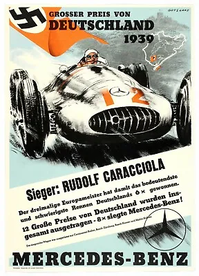 Mercedes Benz Vintage Retro1939 Art Print High-Quality Racing 22x17in Art Poster • $64.95