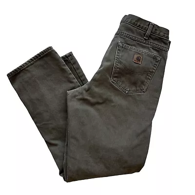 Carhartt Brown Fleece Lined Straight Leg Jeans Size 35 X 34 • $19.99