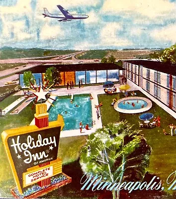 MID CENTURY MODERN GOOGIE Sign POSTCARD Holiday Inn MINNEAPOLIS MINNESOTA Jet  • $9