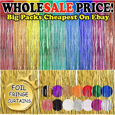 2m Wholesale Foil Fringe Tinsel Backdrop Curtain Door Birthday Party Decoration • £38.99