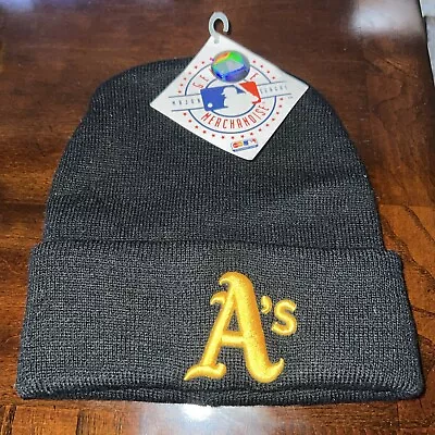 OAKLAND A'S ATHLETICS MLB KNIT BEANIE HAT BLACK CAP BY Drew Pearson • $25