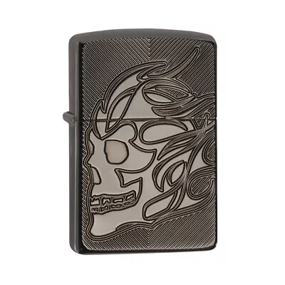 Zippo Skull Armour Black Ice Deep Carve Lighter Gift Box 99201 • $92.50