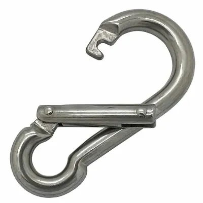 STAINLESS STEEL WIDE OPENING CARBINE HOOKS 8mm 10mm 11mm | UK STOCK • £6.17